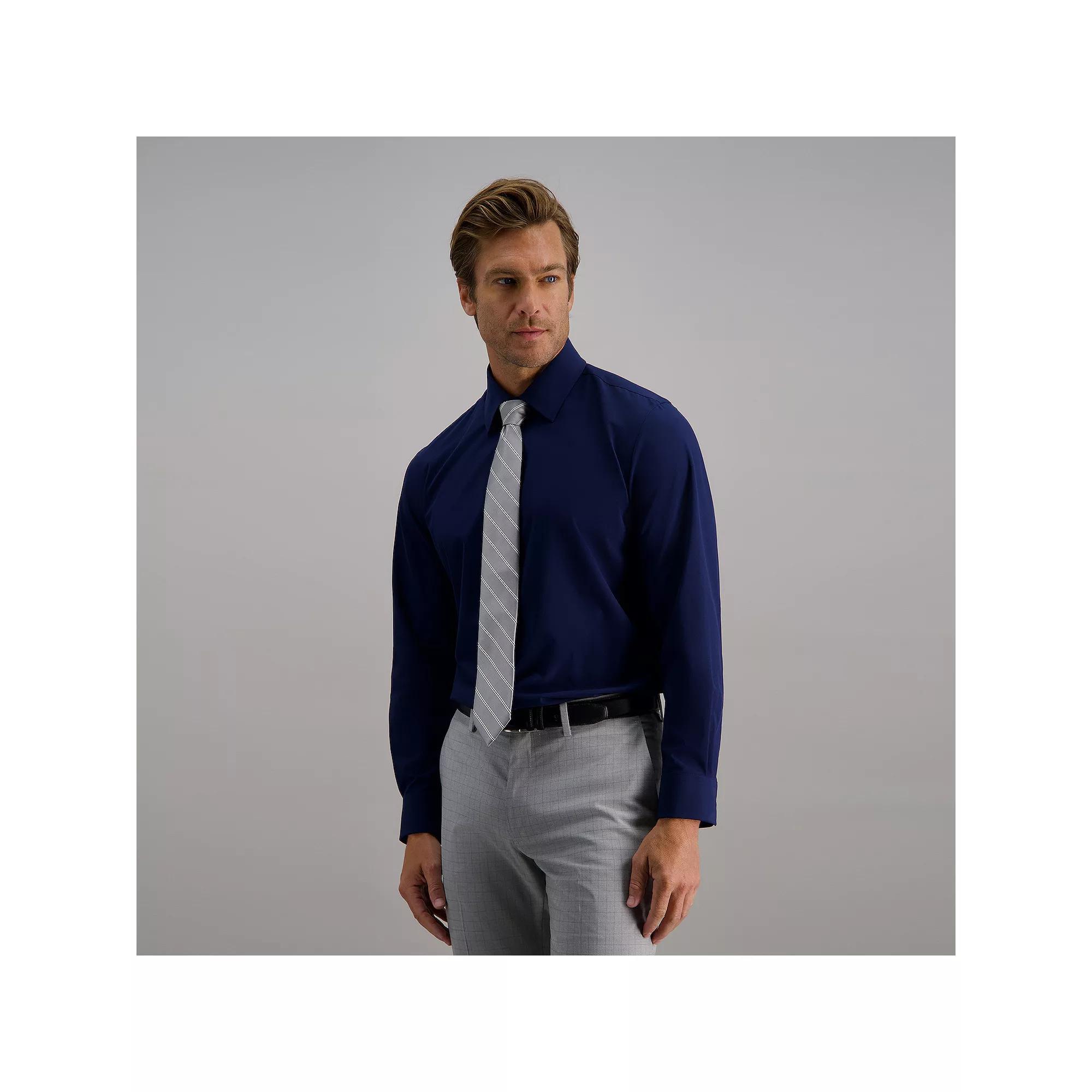 Mens Haggar Performance Classic Fit Dress Shirt Blue Solid Product Image