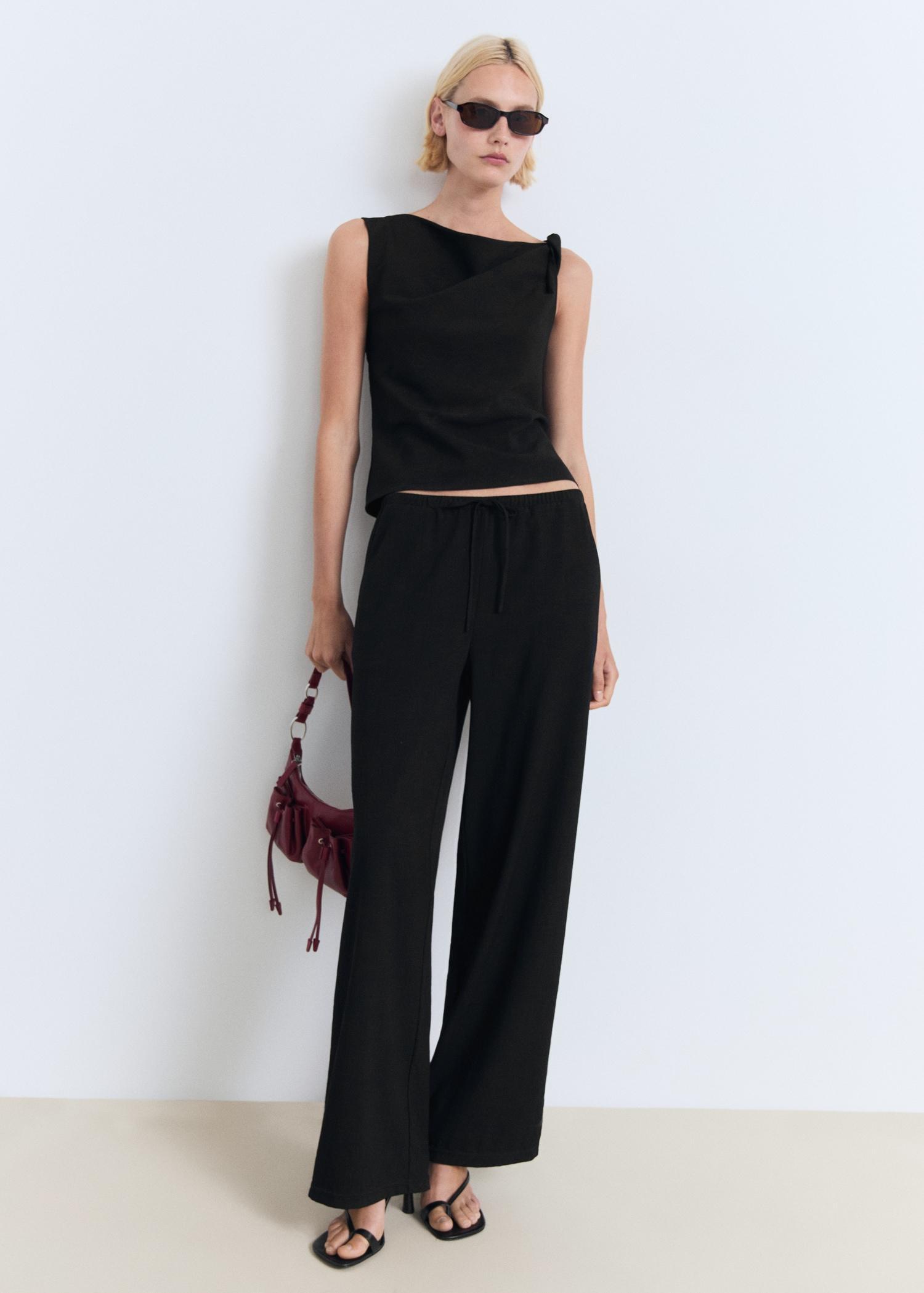 Drawstring straight pants - Women | MANGO USA Product Image