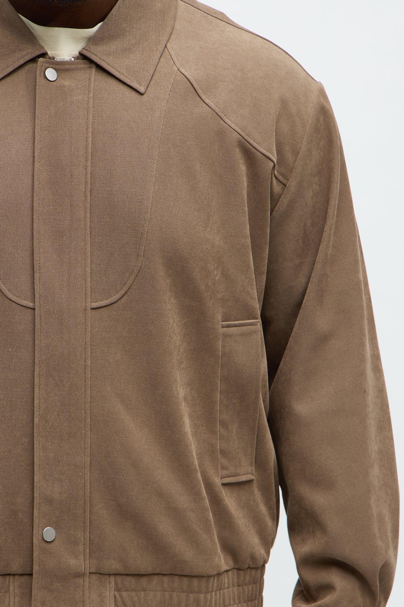 Side Street Paneled Bomber Jacket - Brown Product Image
