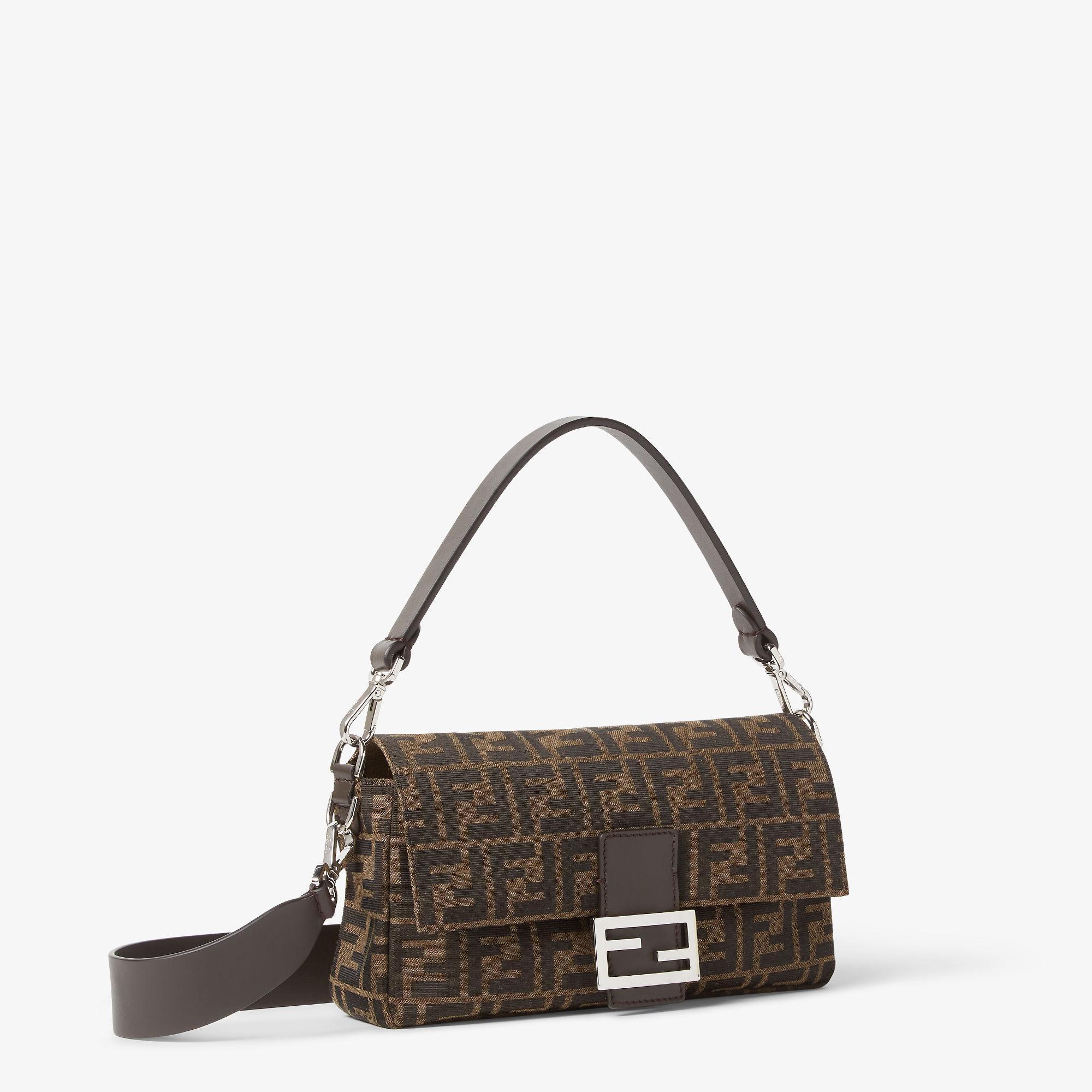 BaguetteTobacco brown FF jacquard fabric bag Product Image