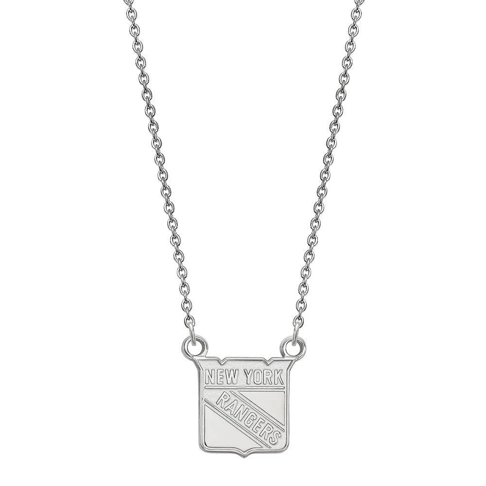 LogoArt New York Rangers Sterling Silver Small Logo Pendant Necklace, Women's, Size: 18" Product Image