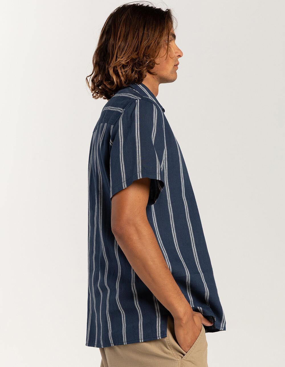 RSQ Mens Stripe Linen Blend Shirt - NAVY/WHITE Product Image
