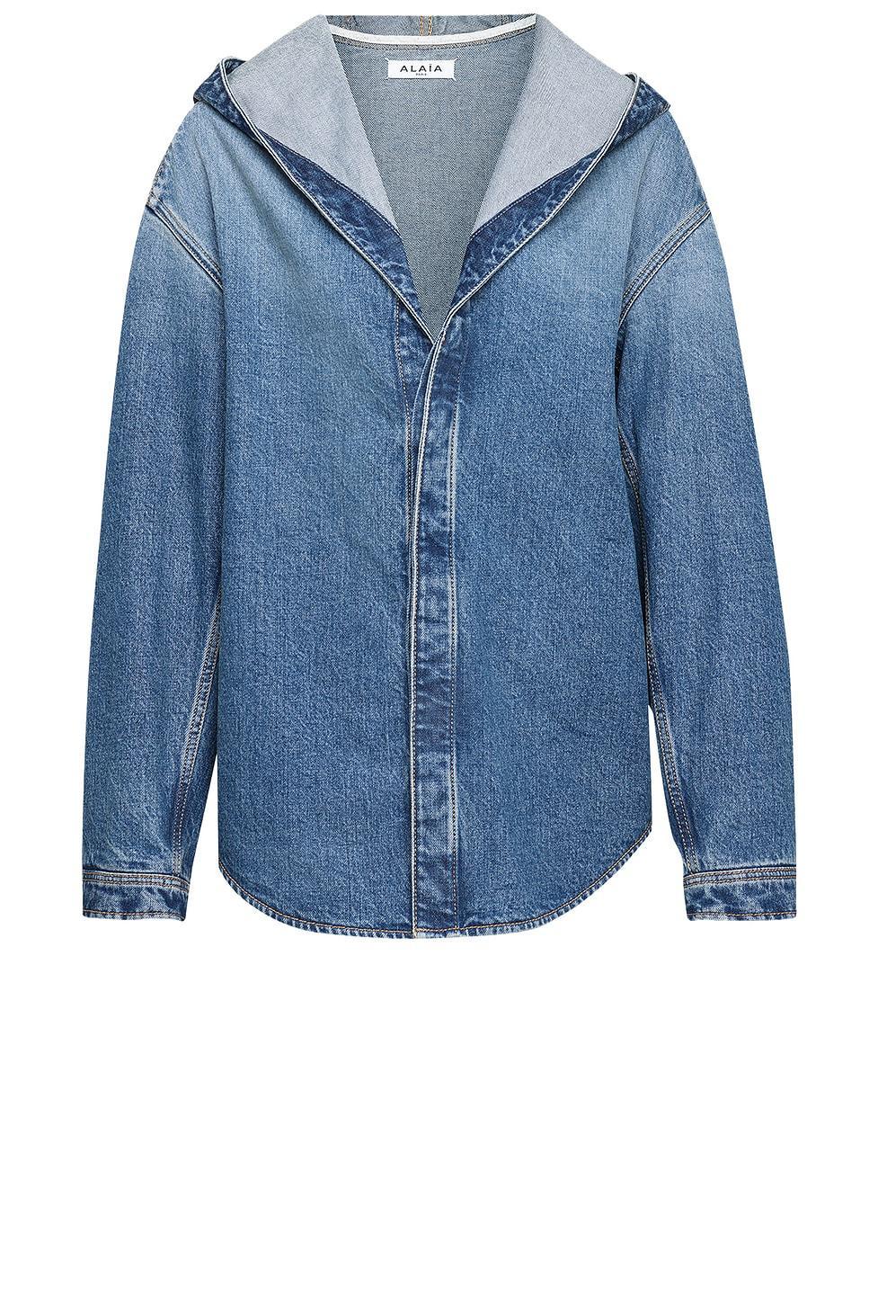 ALAÏA Hooded Denim Top In Blue Vintage Product Image