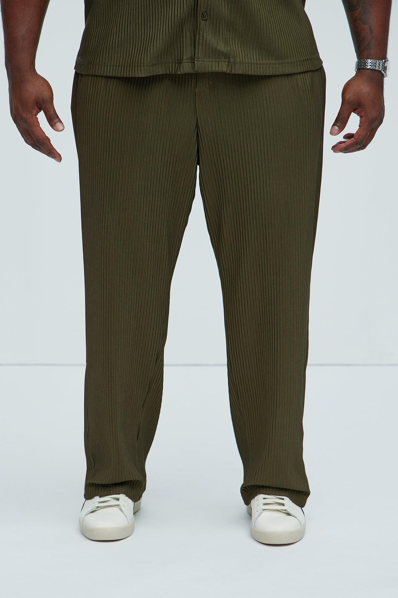 Potential Straight Pleated Pants - Olive Product Image