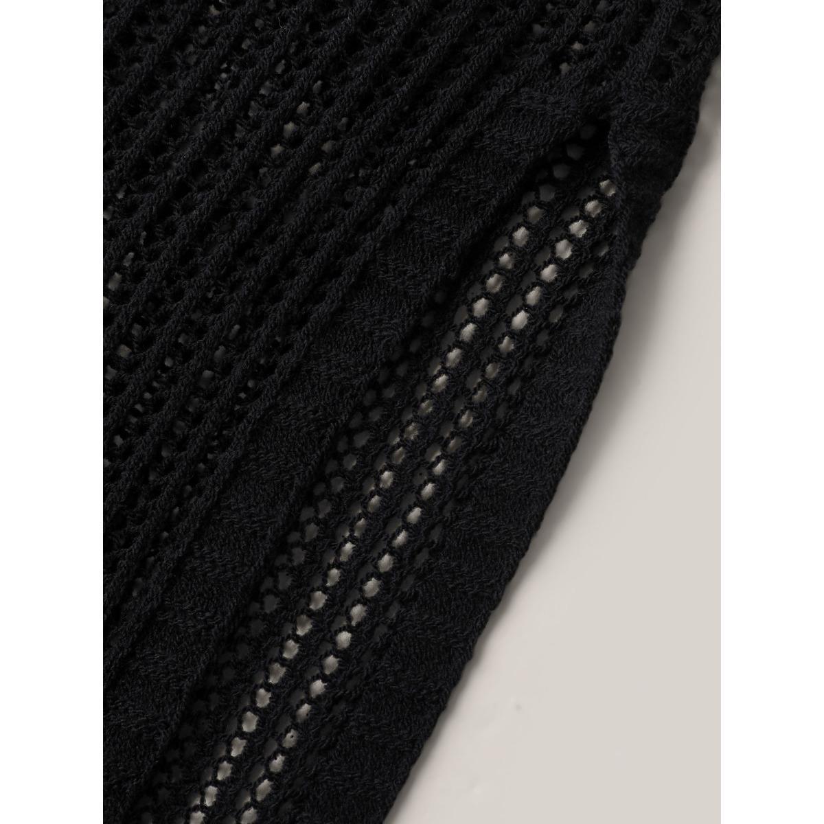 Plus Size Crochet Flower Backless Slit Swim Cover-Up Women's Swimwear Black Beach Loose Curve Swim Cover Ups BloomChic 10/M Product Image