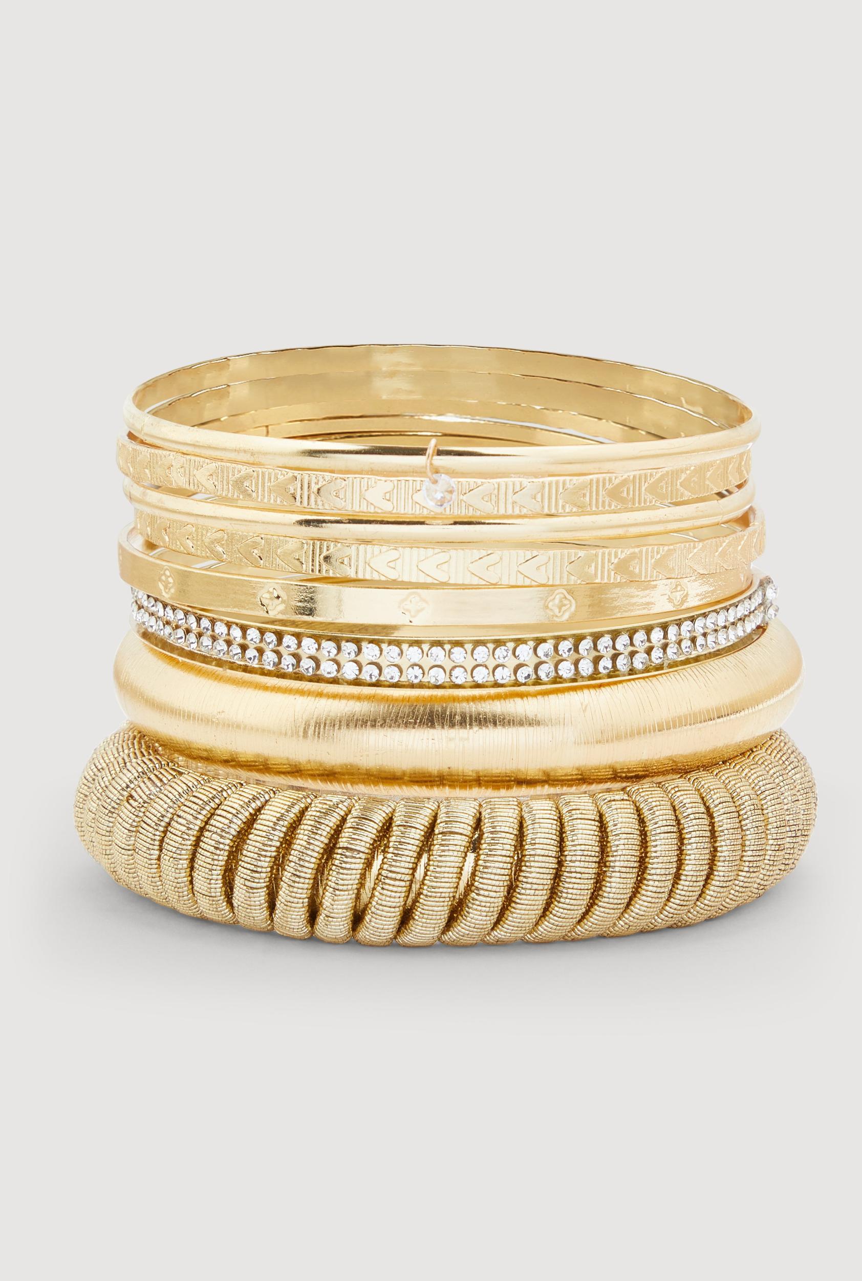 Plus Size Cubic Zirconia Assorted Metallic Bangles Set Male Product Image