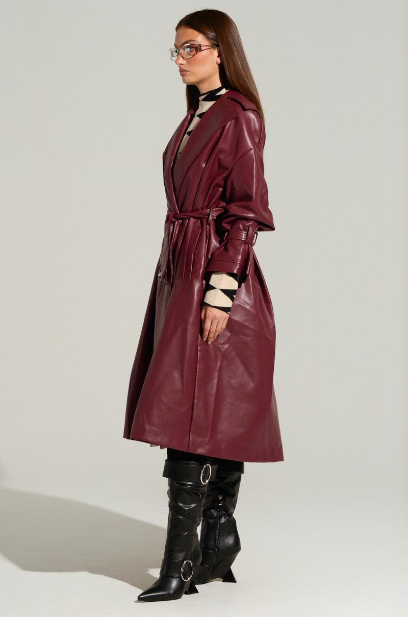 ALINNA FAUX LEATHER TRENCH Product Image
