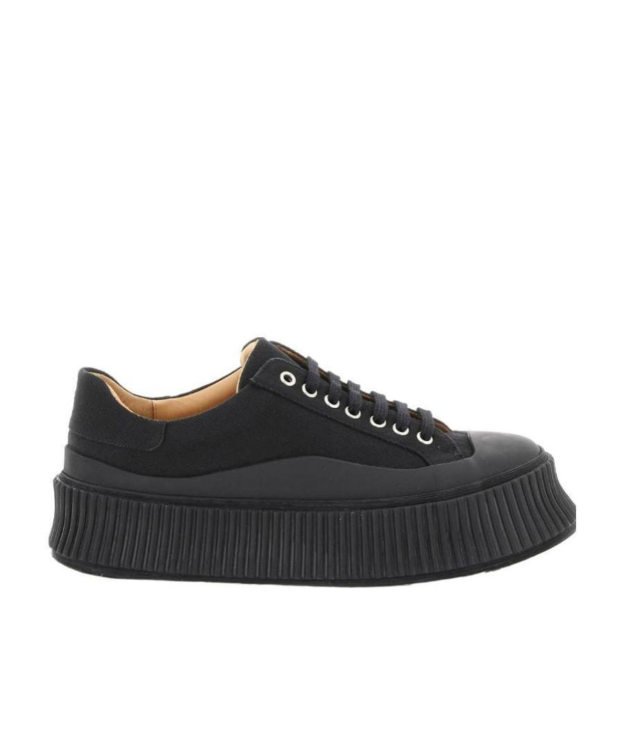 JIL SANDER Canvas Low-top Chunky Sneakers In Black Product Image
