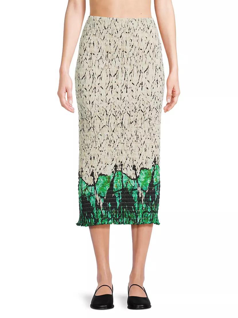 Geometric Smocked Pencil Midi-Skirt Product Image