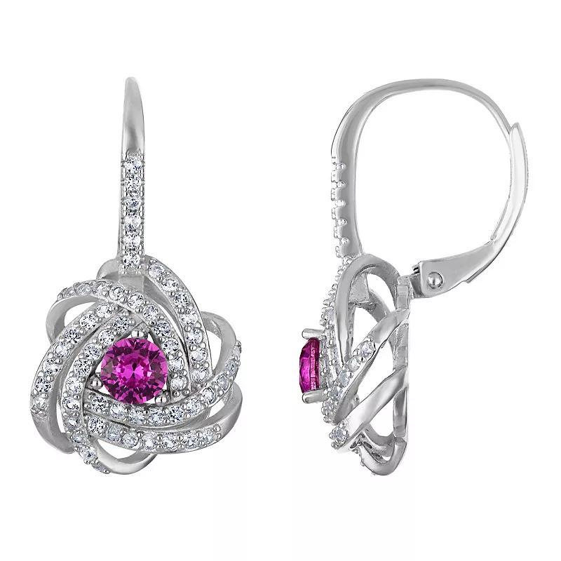 Designs by Gioelli Sterling Silver Gemstone Love Knot Leverback Earrings, Womens, Cr White Blue Product Image