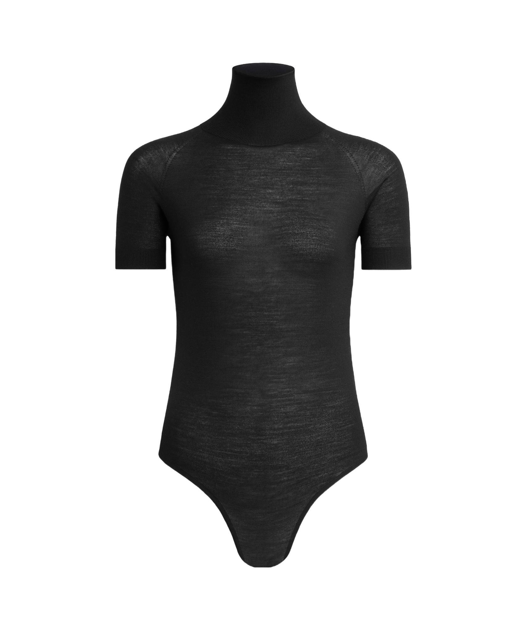 ALAÏA Wool Short-sleeve Bodysuit In Black Product Image