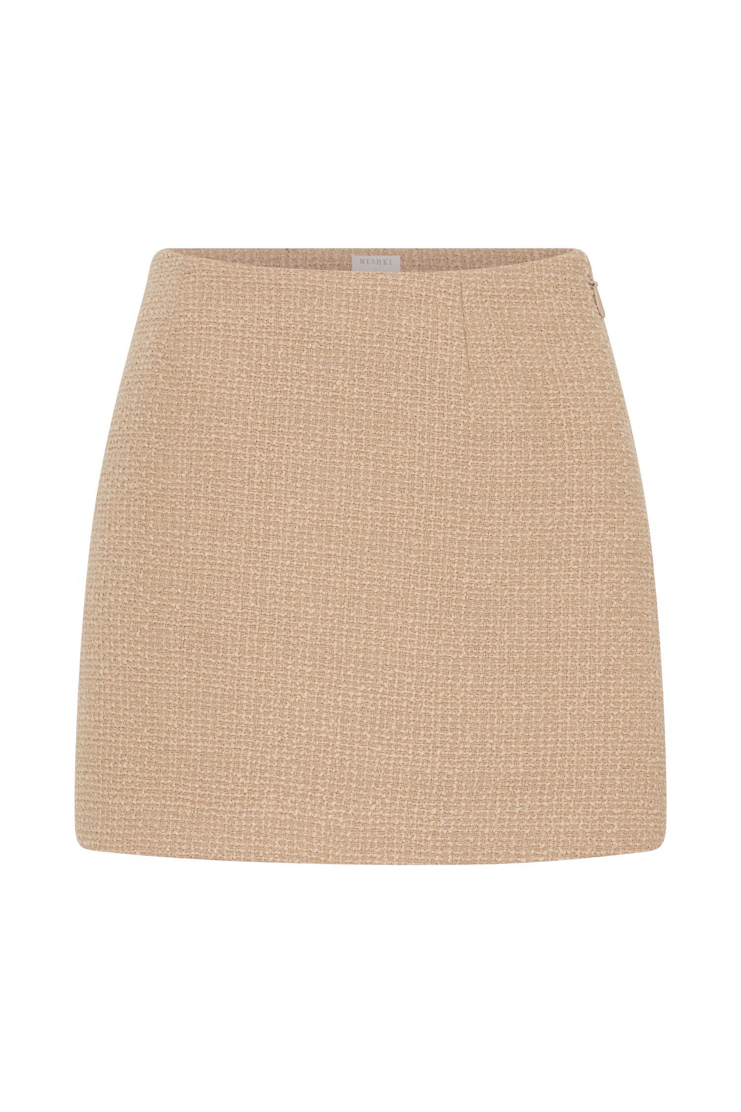Camilla Boucle Mini Skirt - Light Taupe Product Image