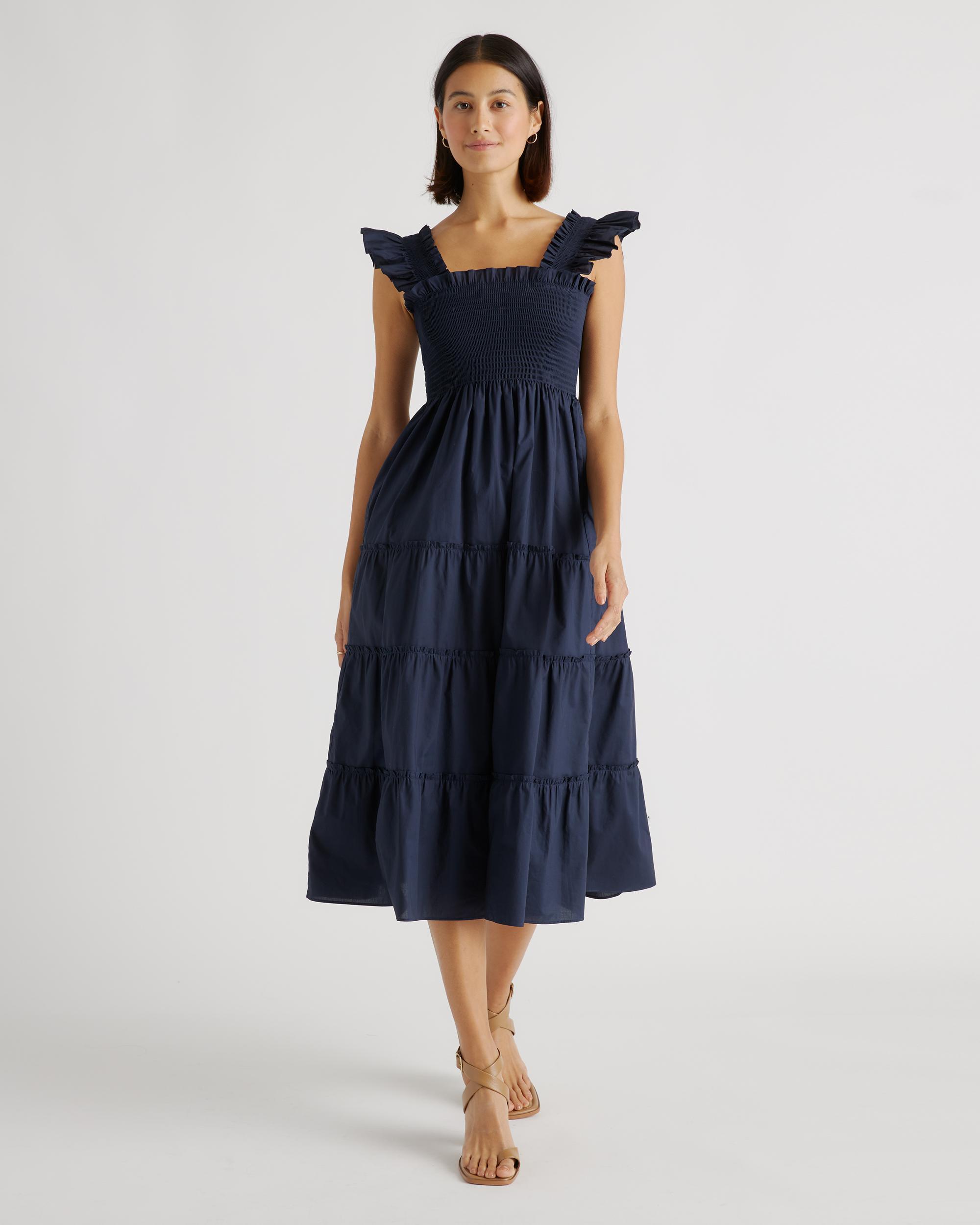 Quince | Women's Smocked Midi Dress Organic Cotton Product Image