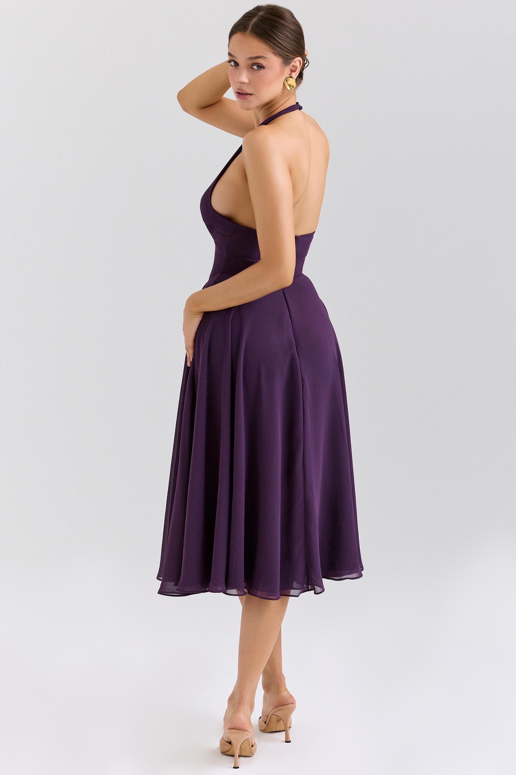Solada  grape georgette halter sundress Product Image