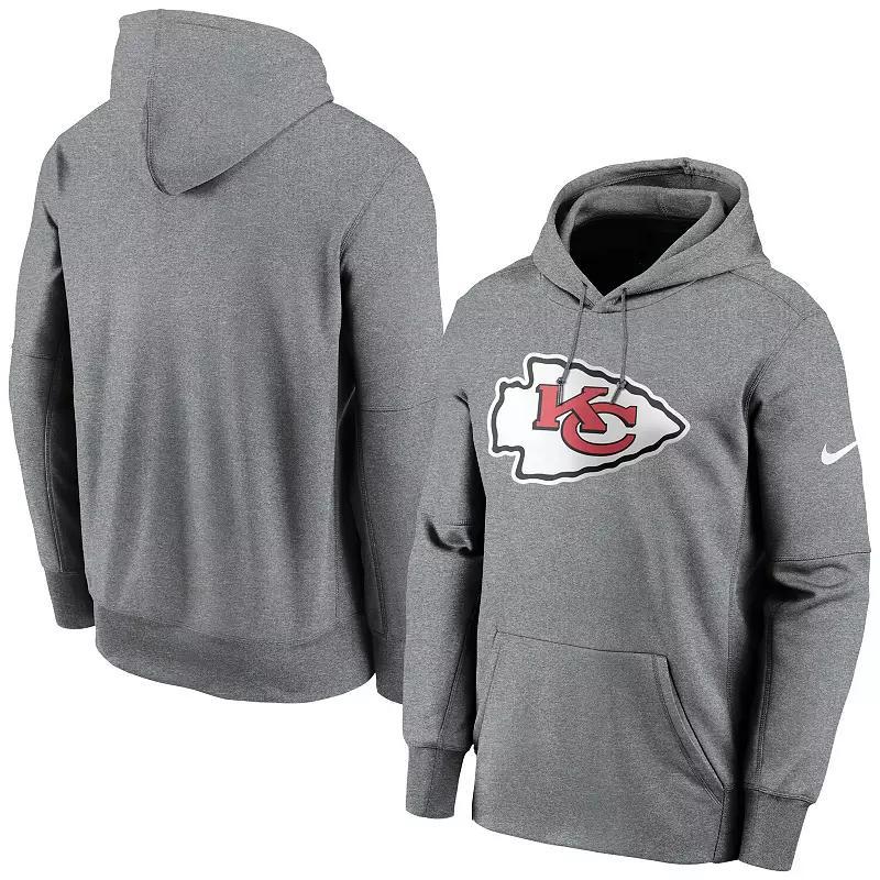 Mens Heathered Charcoal Chicago Bears Wordmark Therma Performance Pullover Hoodie Product Image