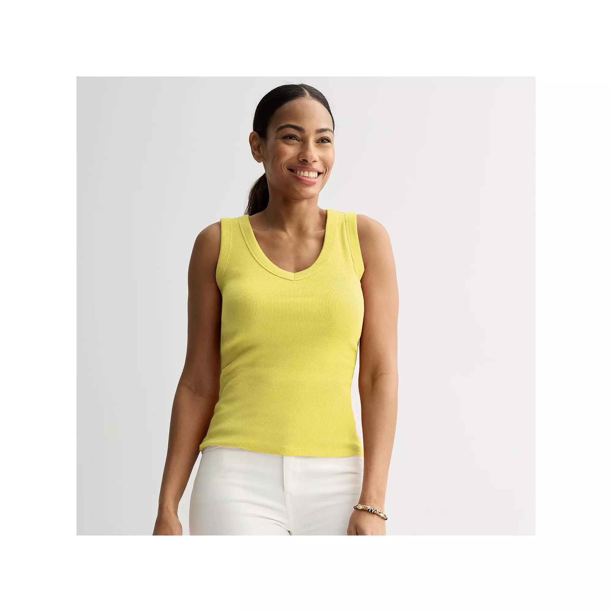 Women's Sonoma Goods For Life® Rib V-Neck Tank Top, Size: XXL, Brown Plum Product Image