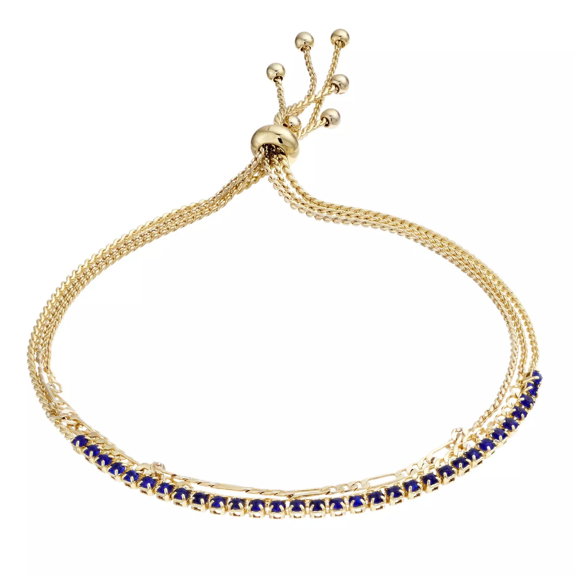 City Luxe Crystal Simulated Birthstone Multi-Strand Adjustable Chain Bracelet, Women's, Gold Tone September Product Image