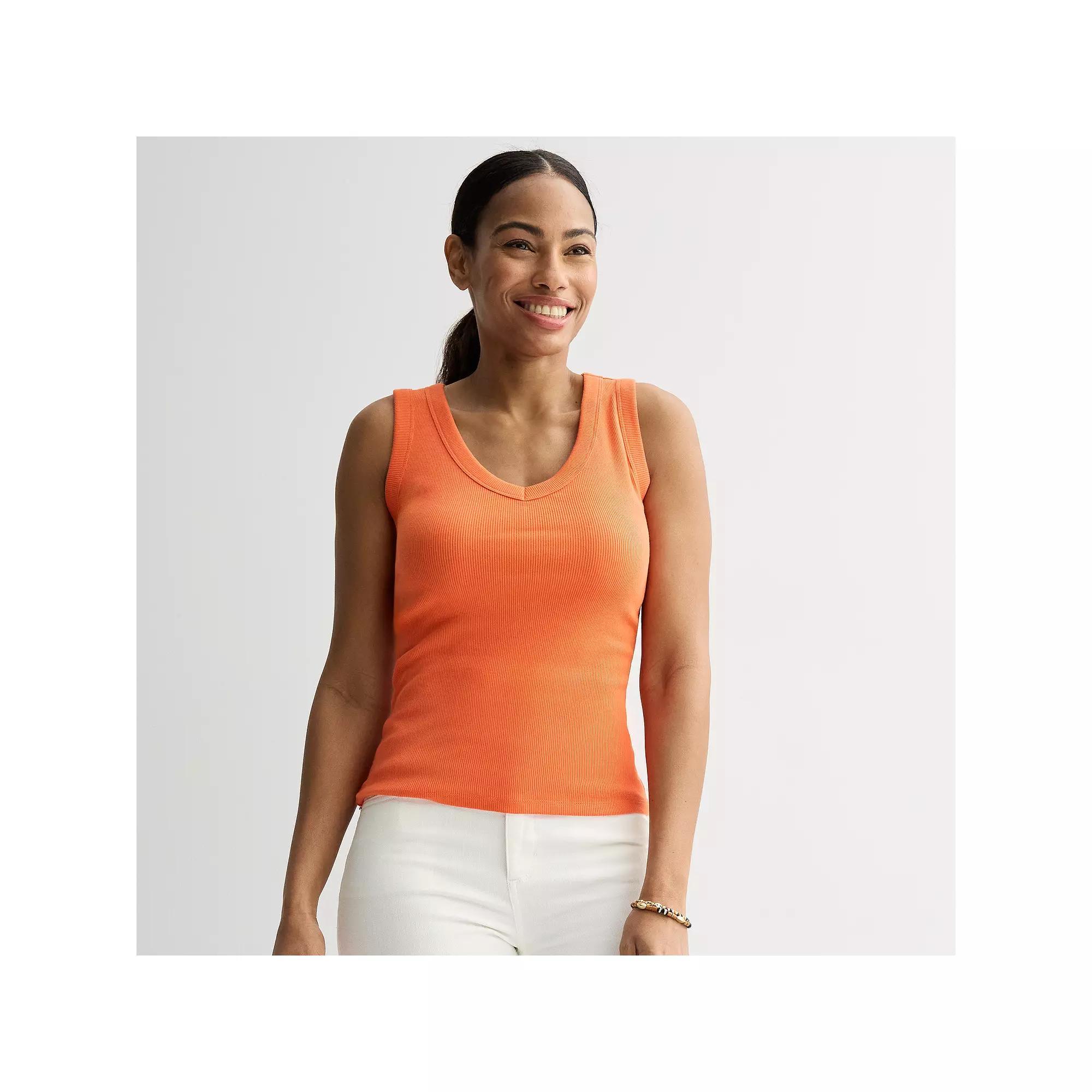 Women's Sonoma Goods For Life® Rib V-Neck Tank Top, Size: XXL, Brown Plum Product Image