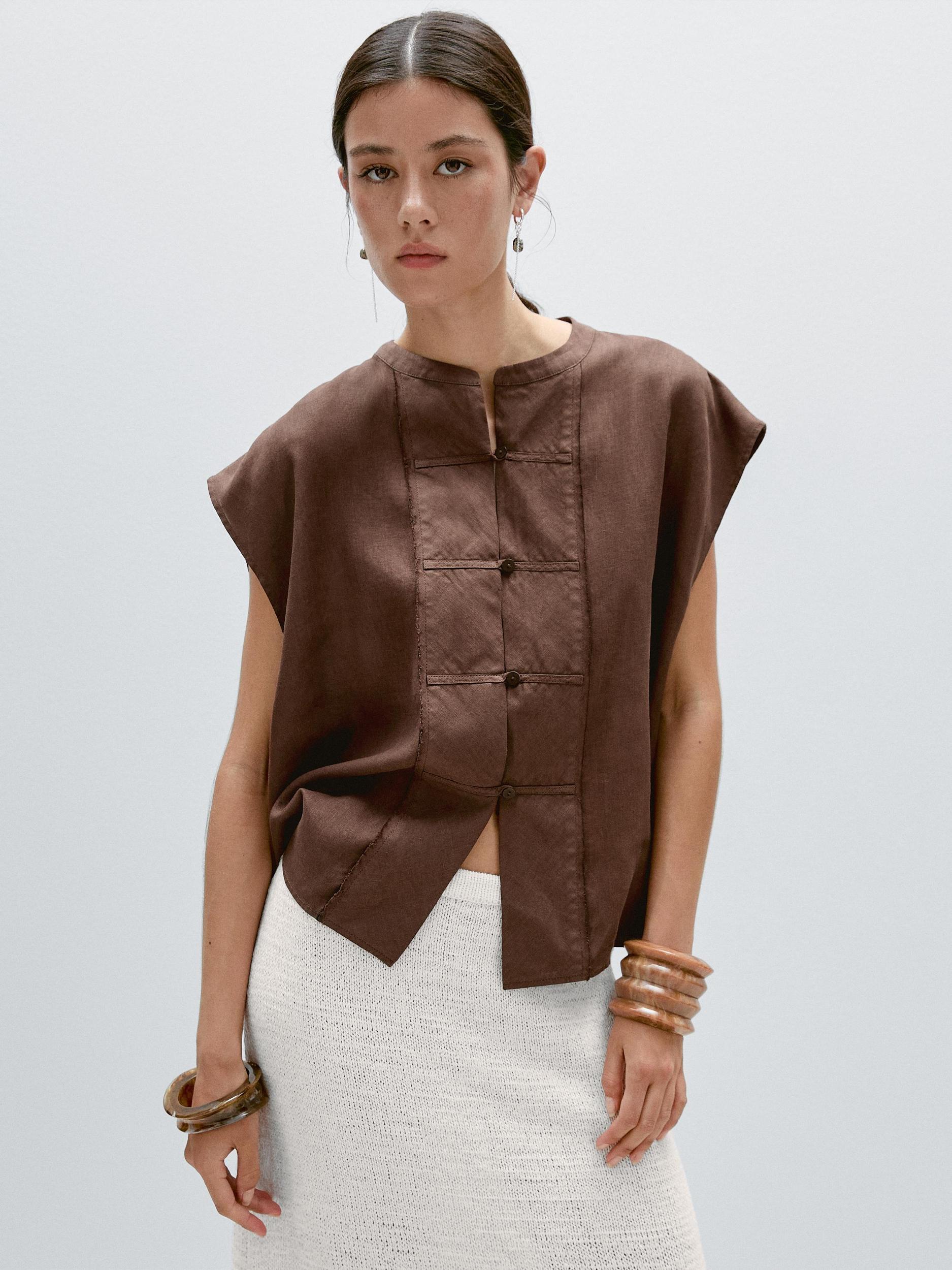 Waistcoat with buttoned chest detail Product Image
