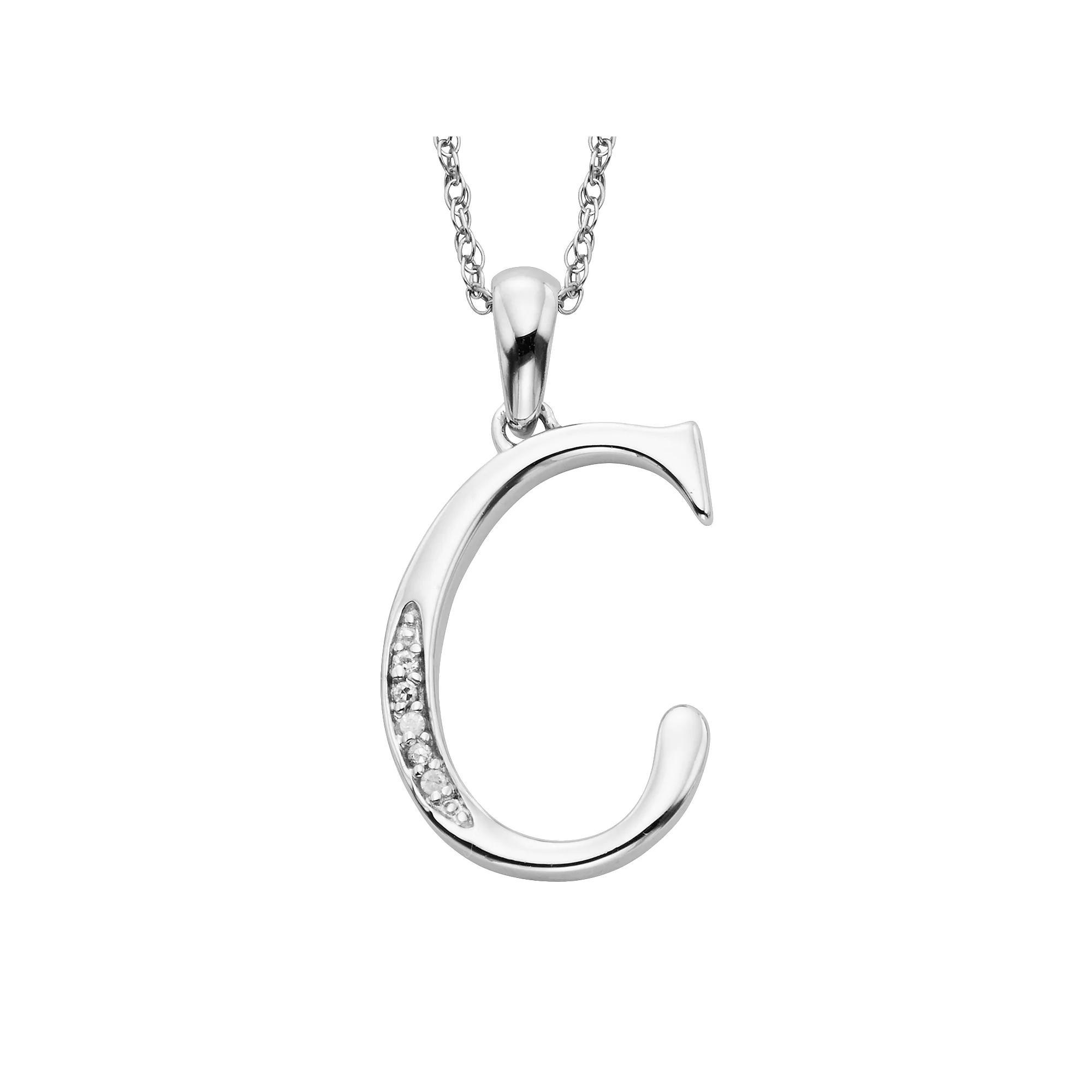Sterling Silver Diamond Accent Initial Pendant, Womens Product Image
