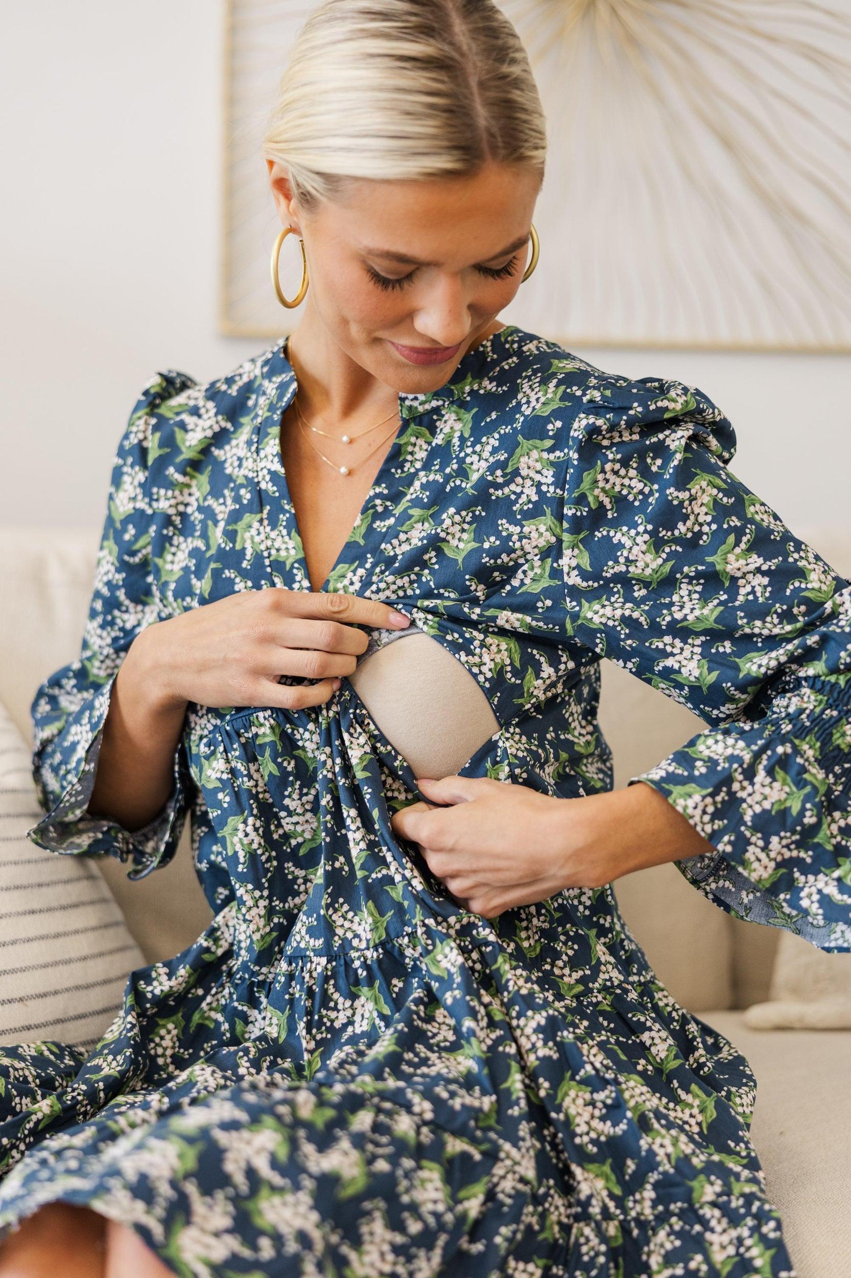 NURSING COLLECTION: In Your Happy Place Navy Floral Dress Female Product Image