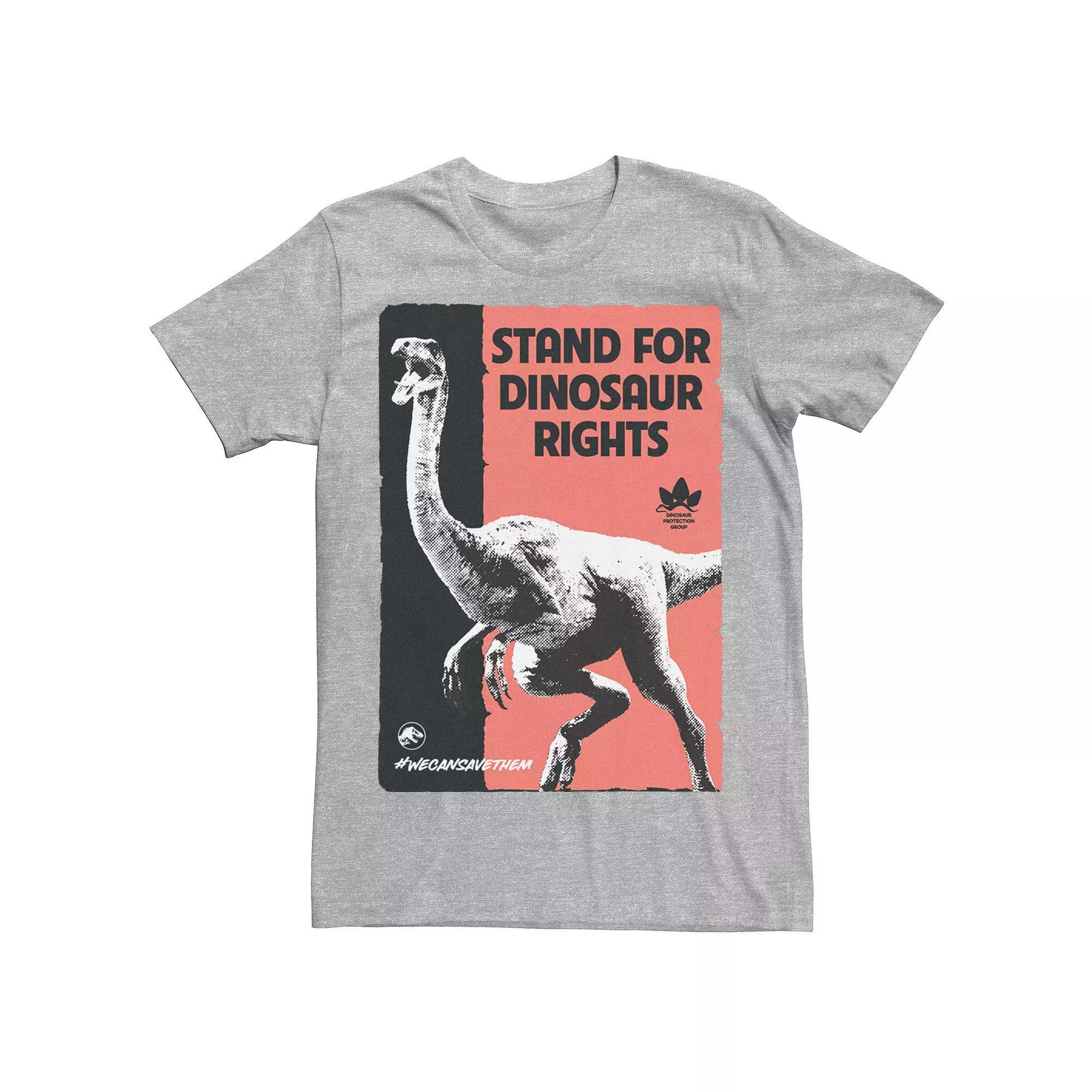 Mens Jurassic World Stand For Dinosaurs Poster Tee Athletic Grey Product Image