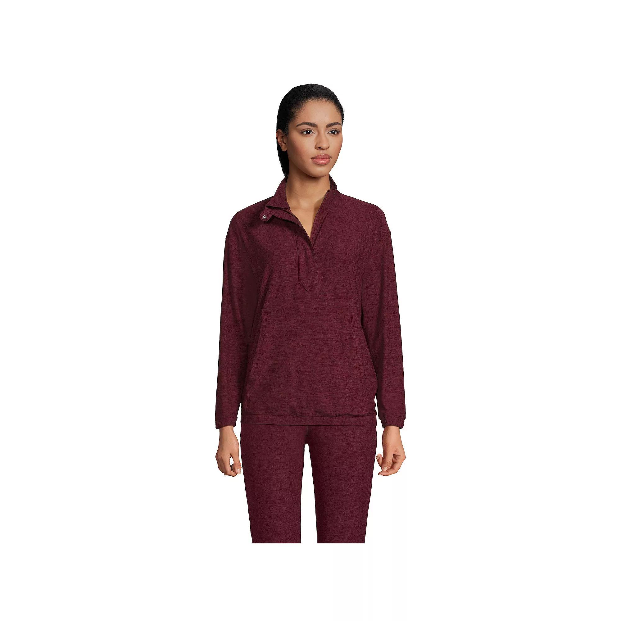 Womens Lands End Performance UPF 50 Quarter Zip Pullover Red Space Dye Product Image
