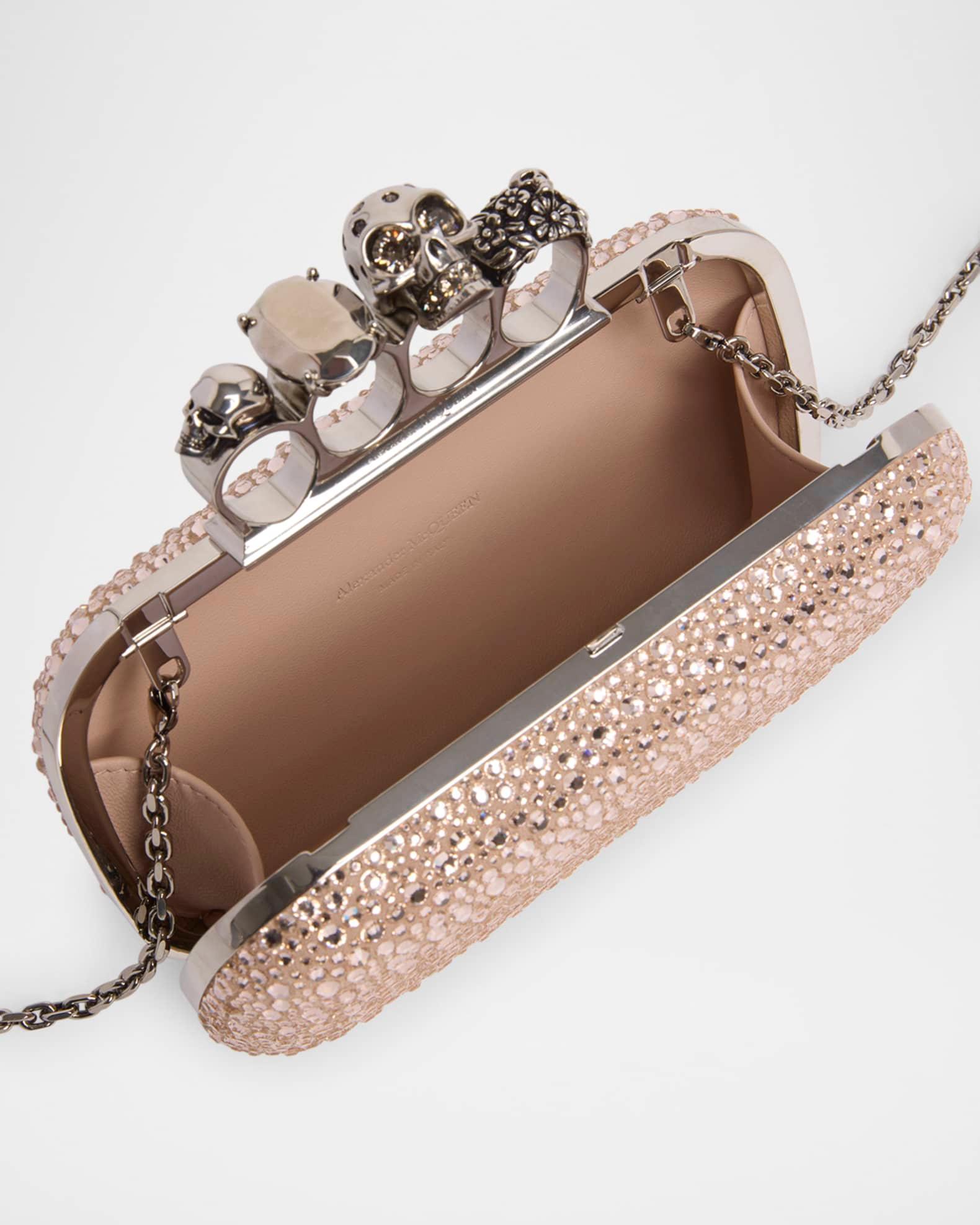 Skull Four Ring Embellished Leather Clutch Bag Product Image