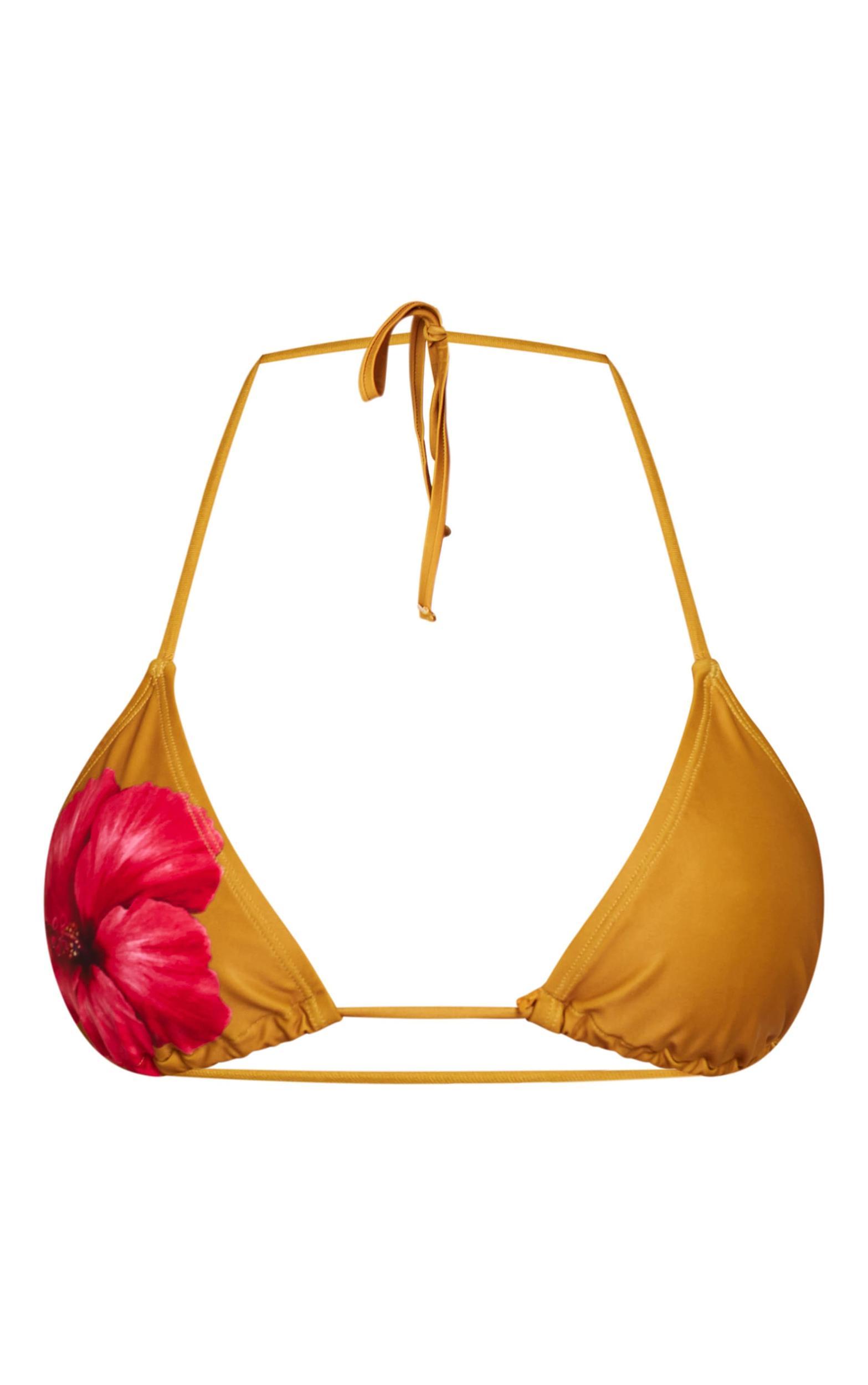 Mustard Hibiscus Print Tie Side Bikini Bottoms Product Image