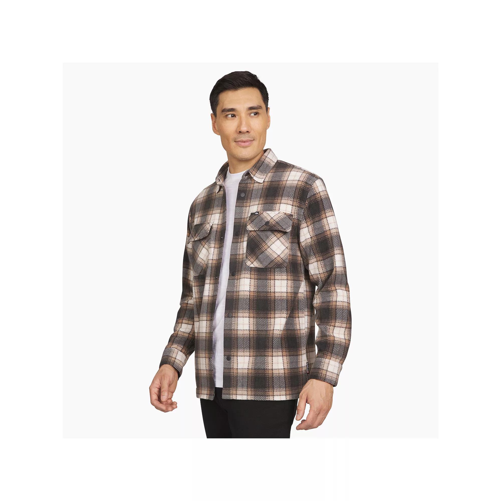 Men's Quiksilver Micro Fleece Long Sleeve Button Down Shirt, Size: Medium, Black Product Image