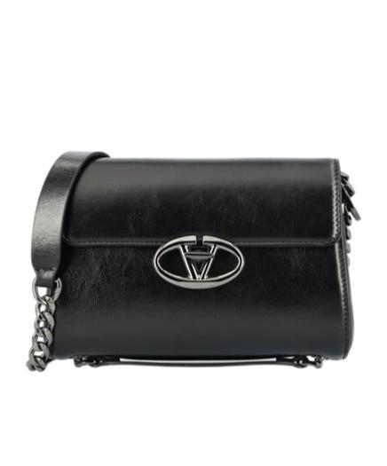 VALENTINO GARAVANI Valentino Logo Plaque Foldover Shoulder Bag In Black Product Image