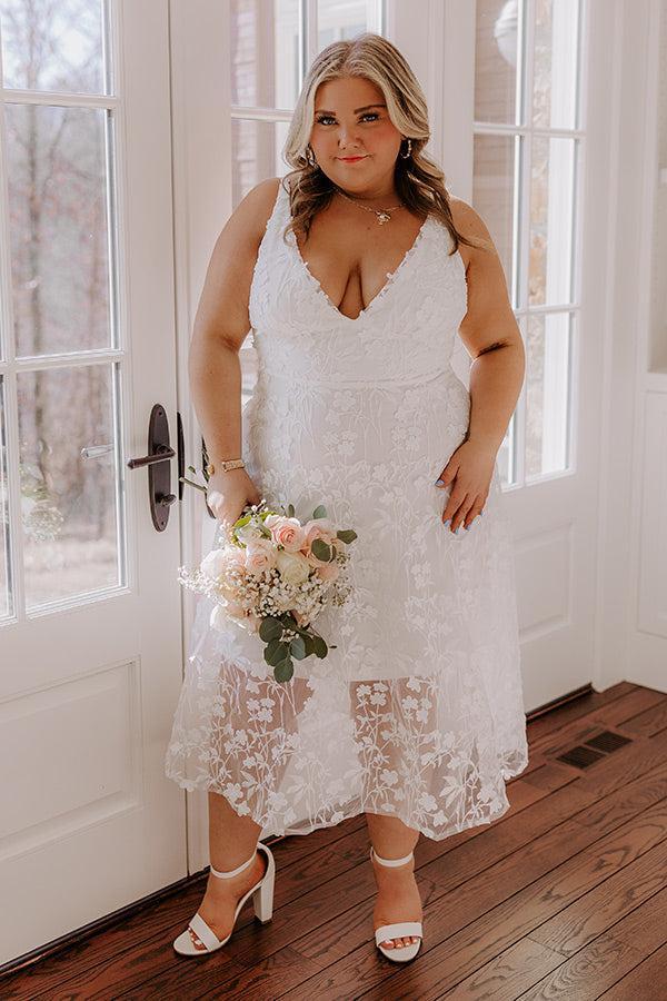Romantic Moment Embroidered Midi Dress in White Curves Product Image