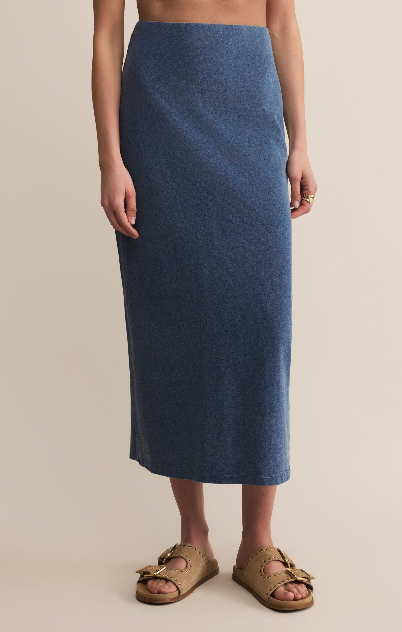 GAIL JERSEY DENIM MIDI SKIRT Product Image