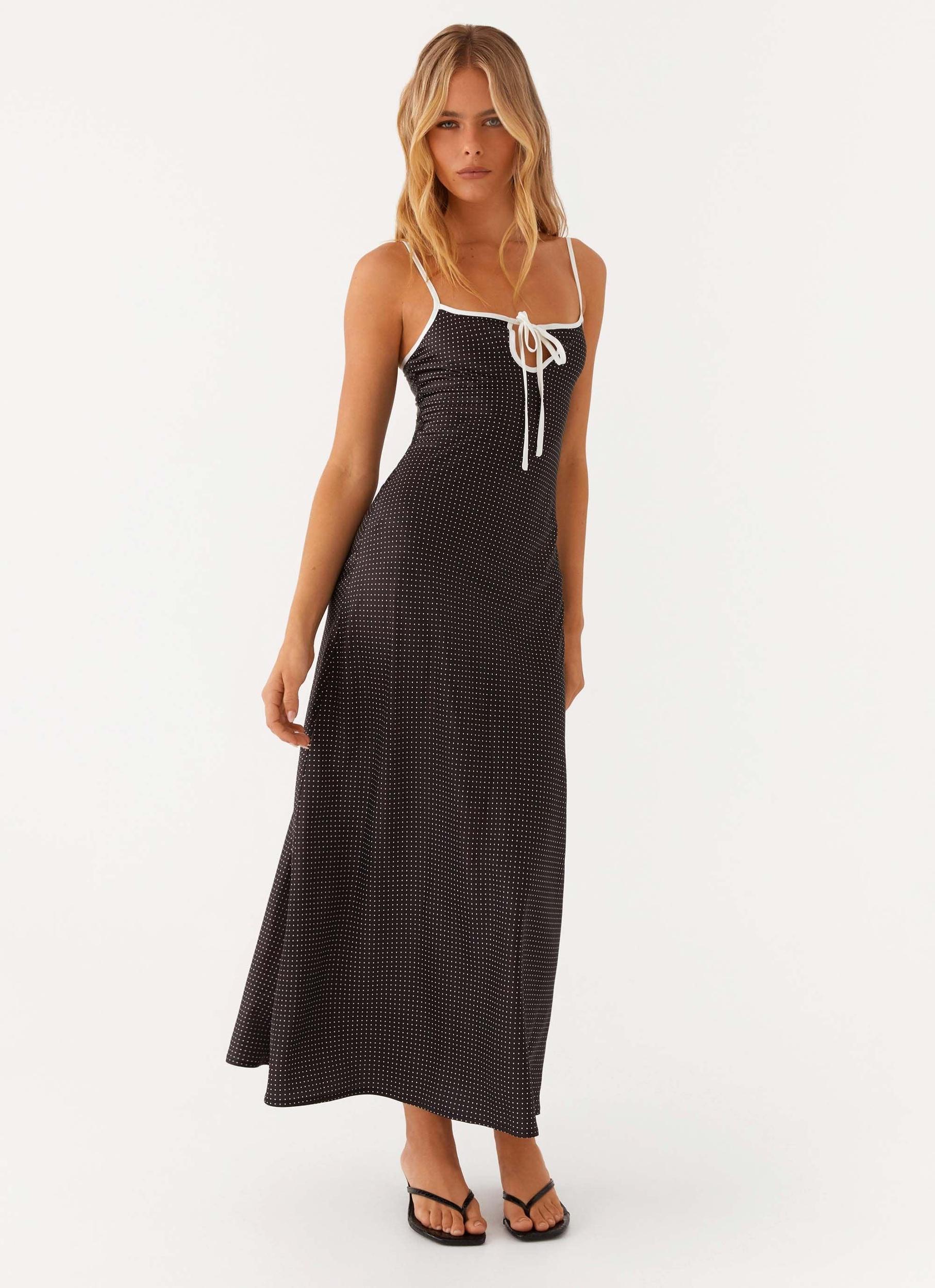 Sistine Midi Dress - Black Polkadot Product Image