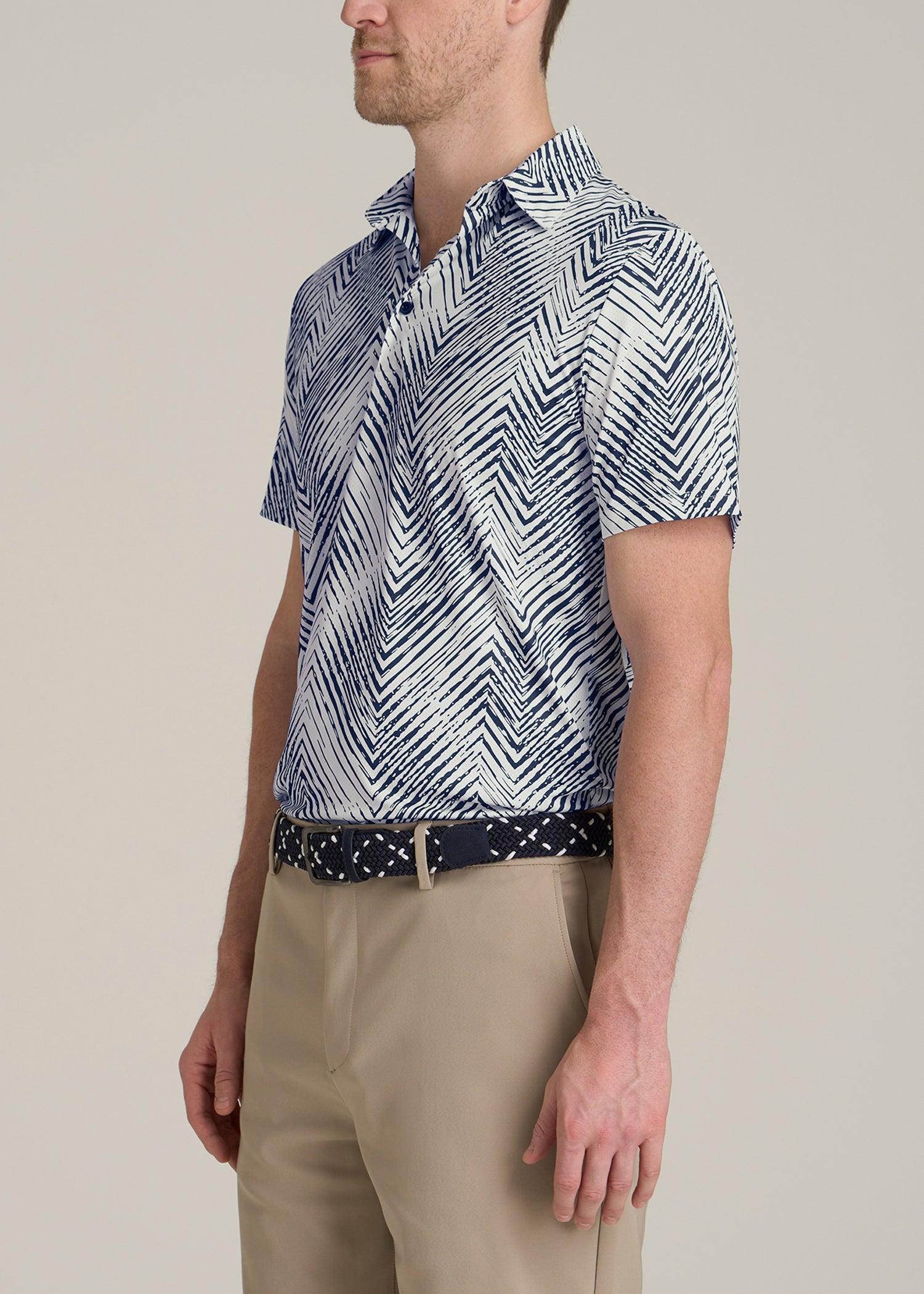 Golf Performance Tall Men's Polo Shirt in Navy Chevron Product Image