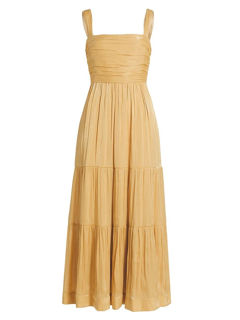 Womens Maisie Metallic Gathered Midi-Dress Product Image