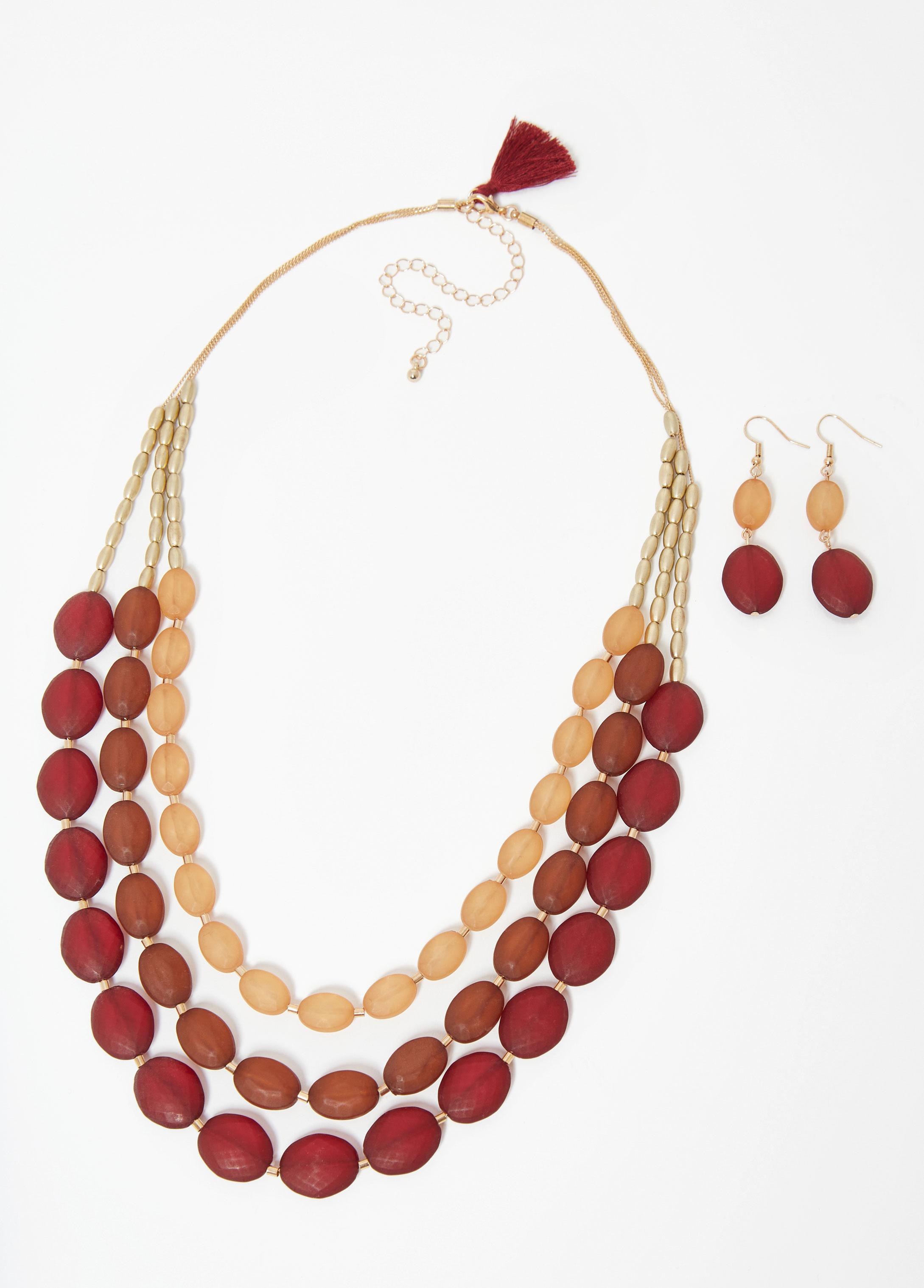 Tassel & Beaded Necklace Set Product Image