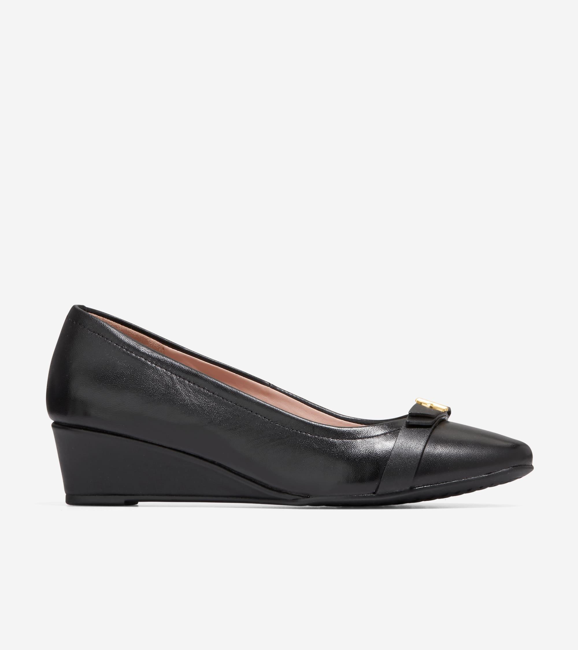 Cole Haan Malta Leather Bow Wedges Product Image