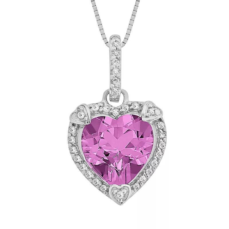 Gemminded Sterling Silver Citrine and Diamond Accent Heart Frame Pendant, Women's, Size: 18" Product Image