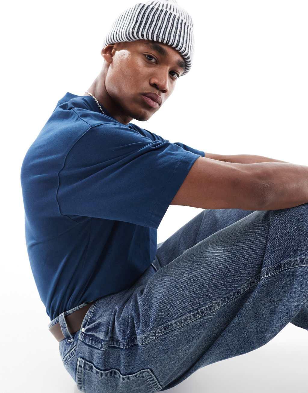 Bershka oversized T-shirt in blue Product Image