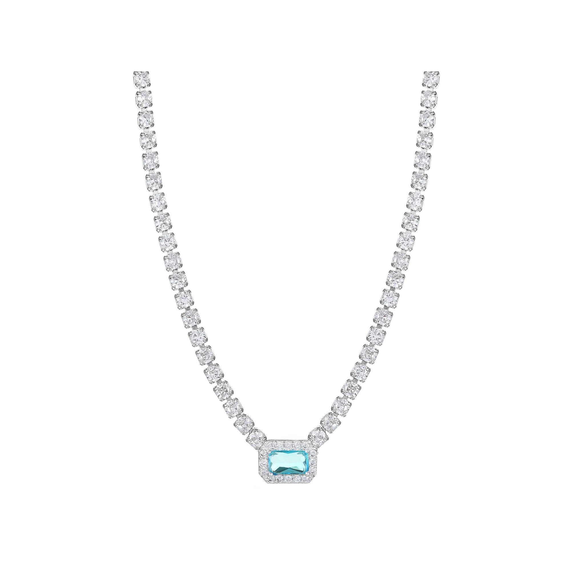 City Luxe Crystal Birthstone Tennis Necklace, Women's, Size: 18-20" ADJ, March Silver Tone Product Image