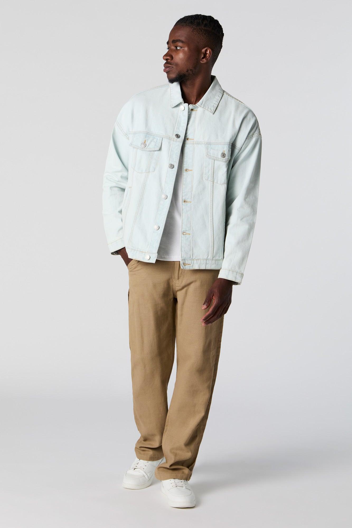 Acid Wash Denim Trucker Jacket Male Product Image