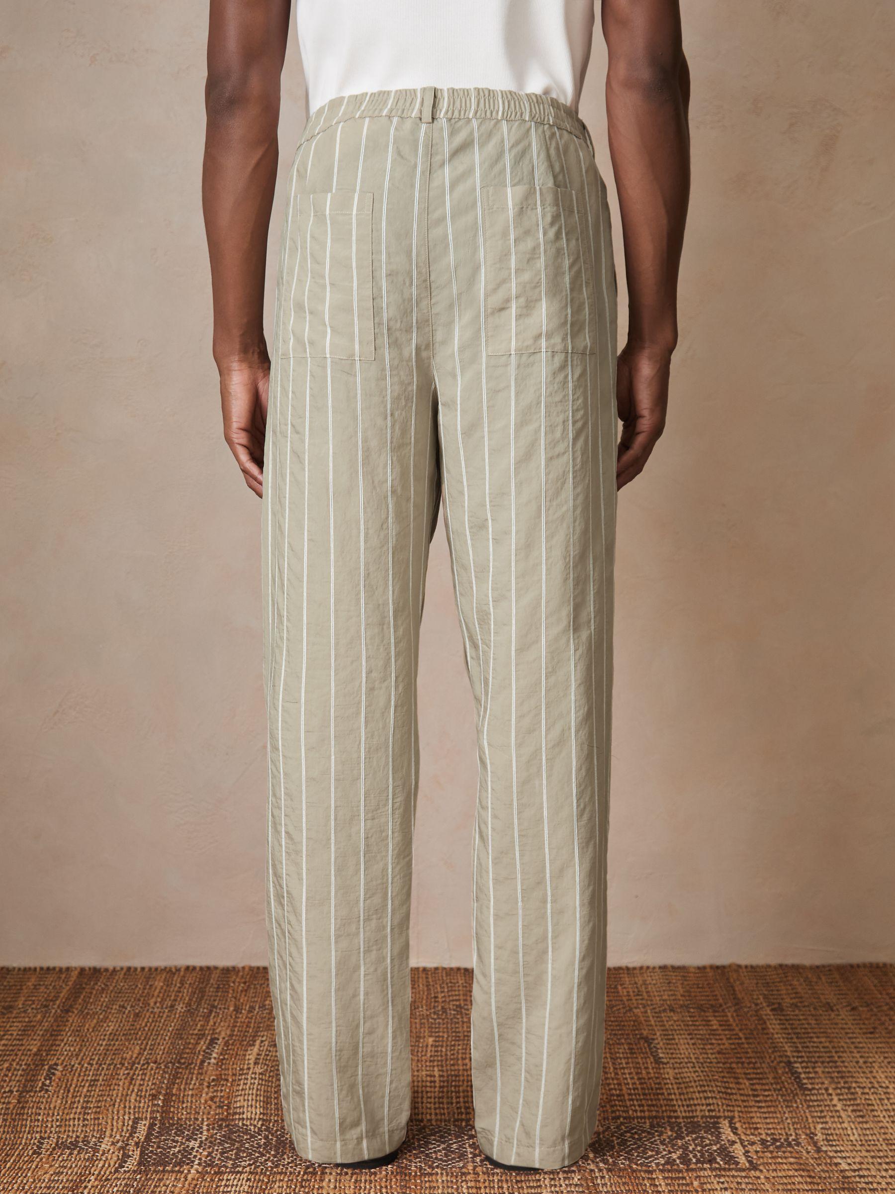 Reiss | Ché Pinstripe Wide-Leg Trousers in Stone Product Image