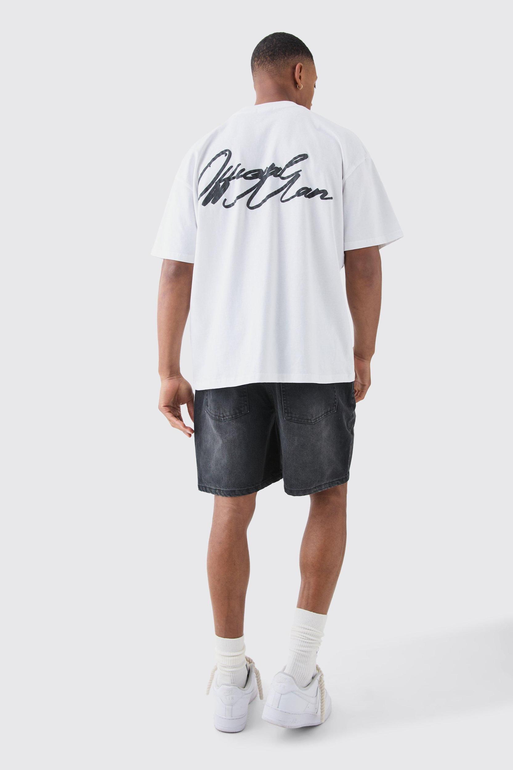 Relaxed Rigid Jean Shorts In Charcoal | boohooMAN USA Product Image