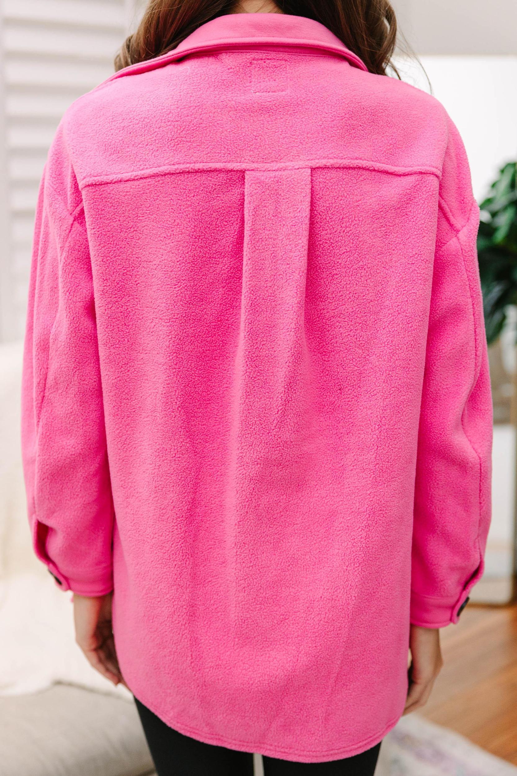 What I Like Bubble Gum Pink Fleece Shacket Female Product Image
