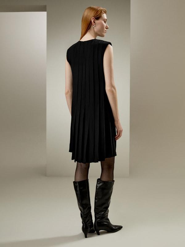 Sleeveless accordion pleated silk dress Product Image