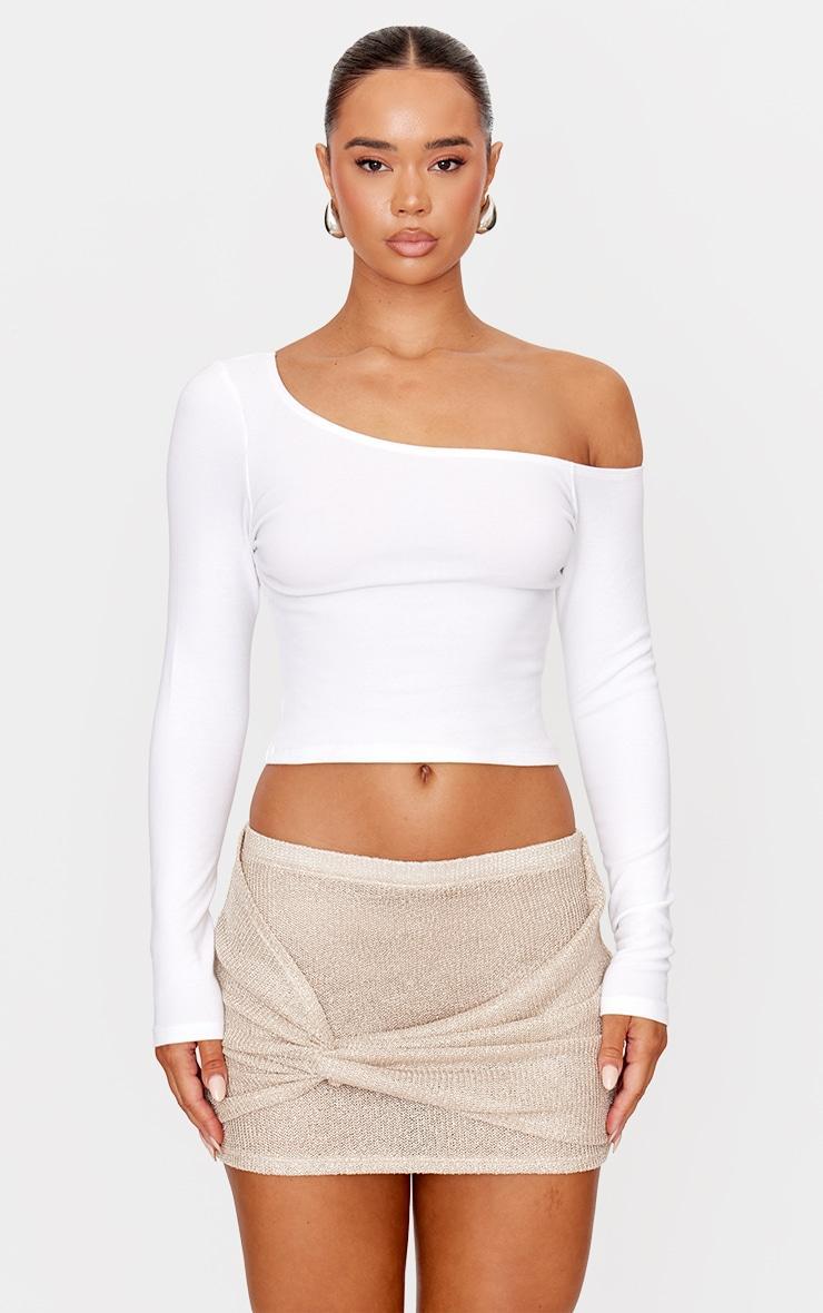 Gold Metallic Knit Knot Detail Mini Skirt Product Image