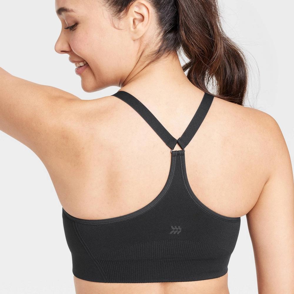 Womens Seamless Medium Support Cami Sports Bra - All In Motion Black S: Racerback, Removable Padding Product Image
