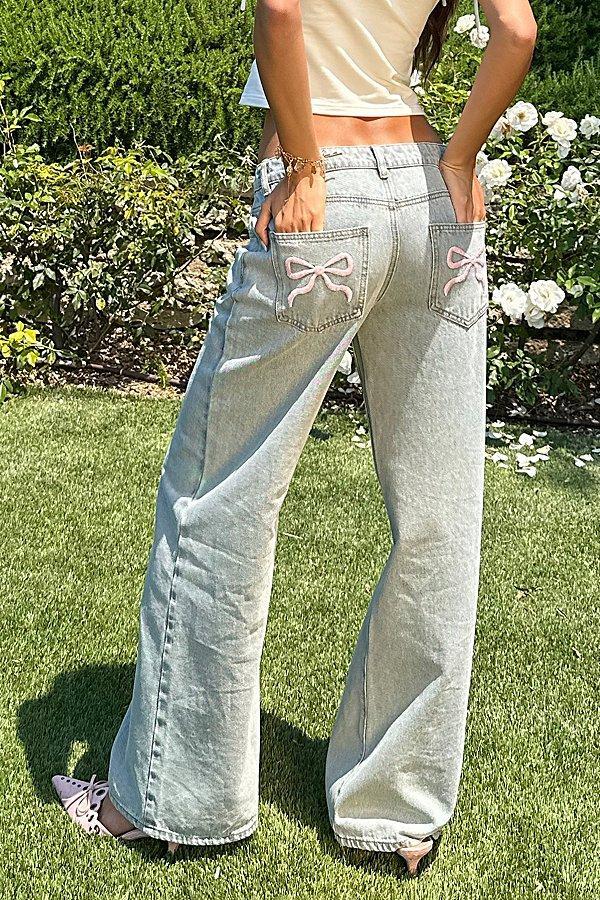 Edikted Bow Pocket Relaxed Jeans Womens at Urban Outfitters Product Image