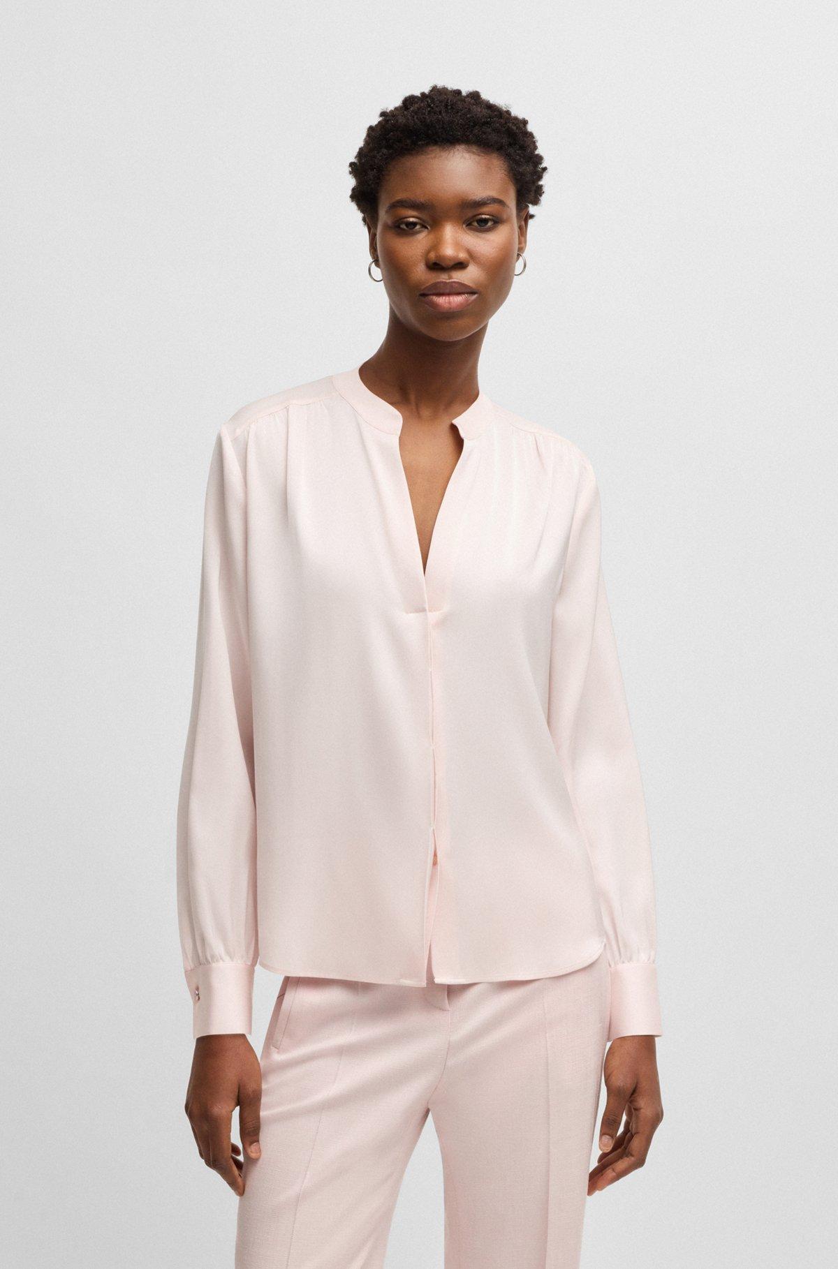 Regular-fit blouse in stretch silk Product Image